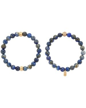 charged Stone Beaded Motif 2 Pieces Bracelet Set - Blue