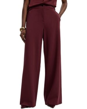 Karen Millen Ponte Pu Wide Leg Pants. - Red