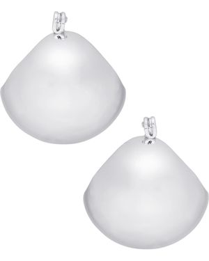 On 34th Tone Small Puffy huggie Hoop Earrings - White