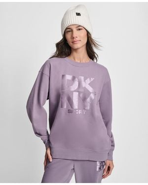DKNY Transfer Logo Crew Neck Sweatshirt - Purple