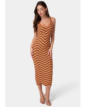 Bebe Chevron Crochet Midi Dress - White