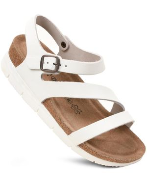 AEROTHOTIC Ares Comfortable Memory Foam Leather Platform Sandals With Arch Support - White