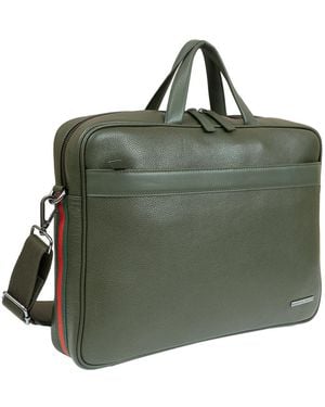 Boarding Pass The Hey Handsome 18in Pebble Grain Genuine Leather Briefcase - Green