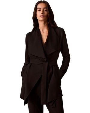 Calvin Klein Collared Neck Belted Jacket - Black