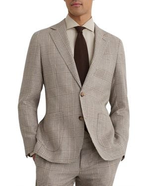 Reiss Epsom Tailored-fit Linen-wool Single-breasted Check Blazer - Gray