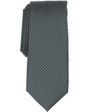 Alfani Aero Fine Line Stripe Slim Silk Tie - Gray
