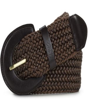 Patricia Nash Lazare Rope And Leather Woven Belt - Black