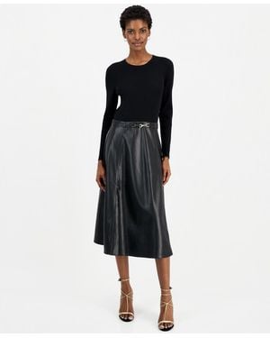 Tahari Quinn A-line Midi Dress - Black
