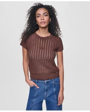 DKNY Short-sleeve Crewneck Sweater - Red
