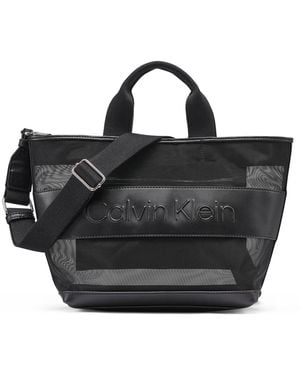 Calvin Klein Averil Mesh Zip-top Large Crossbody Handbag - Black