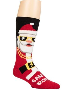 Heat Holders Ultra Lite Eddie Festive Santa Crew Sock - Red