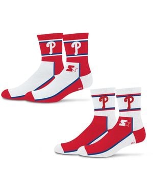 Starter And 2-pack /blue Philadelphia Phillies Double Color Block Mid-crew Socks - Red