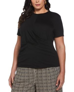 ELLA rafaella Plus Size Asymmetrical Wrap Short Sleeve Top - Black