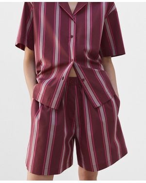 Mango Striped Pajama Shorts - Purple