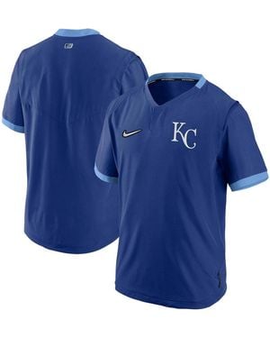 Nike Royal And Light Blue Kansas City Royals Authentic Collection Short Sleeve Hot Pullover Jacket