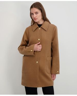 Tahari Collared Single-breasted Coat - Brown