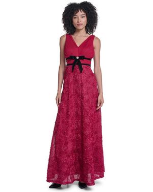 KARL LAGERFELD Ld6b0013 Floral V-neck Sleeveless Long Gown - Red