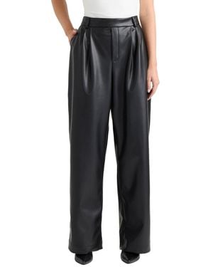 Ellen Tracy Pleated Wide-leg Faux Leather Pants - Black