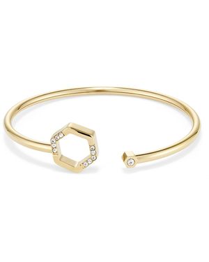 Olivia Burton Crystal Honeycomb Tone Stainless Steel Bangle Bracelet - Metallic