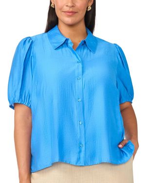Vince Camuto Plus Size Puff-sleeve Work Blouse - Blue