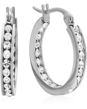 Steeltime Stainless-steel Hoop Earrings Adorned - Metallic