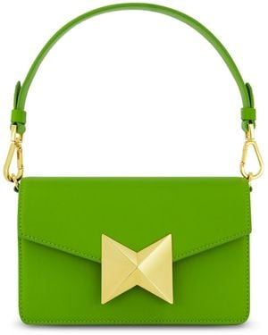 Mac Duggal Classic Leather Gold Plated Hardware Shoulder Bag - Green