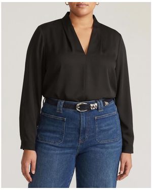 UNIVERSAL STANDARD Plus Size Georgette Satin Cambria Blouse - Black