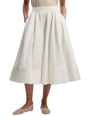 Karen Millen High-waisted Pleated Midi Cotton Skirt - Natural