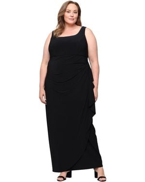 Alex Evenings Plus Size Jacket And Scoop Neck Ball Gown - Black