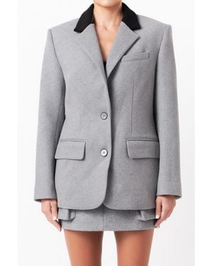 Grey Lab Wool Oversize Blazer - Gray