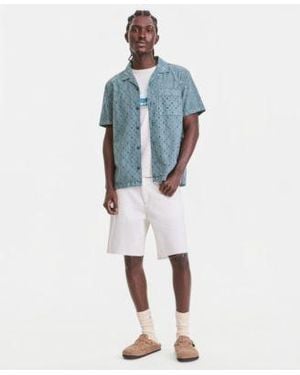 Sun & Stone Sun Stone Cotton Eyelet Camp Shirt T Shirt Denim Shorts Macys Exclusive - Blue
