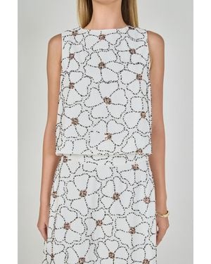 Endless Rose Floral Beaded Sleeveless Top - Multicolor