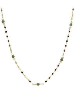 seree Elena Jade And Freshwater Pearl Beaded Necklace - Metallic