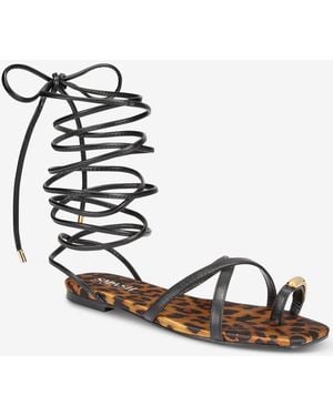 SMASH Shoes Peyton Lace Up Flat Sandals - Metallic