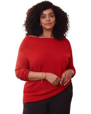 Avenue Plus Size Convertible Pullover Sweater - Red