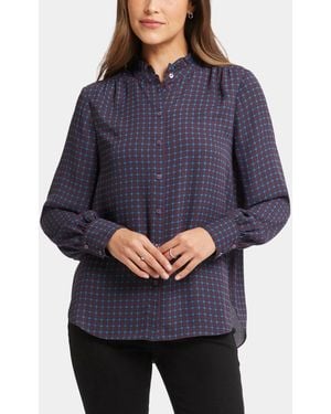 Macy's Nydj Ruffle Neck Top - Blue