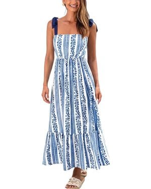 CUPSHE Summer Rain Striped Maxi Beach Dress - Blue