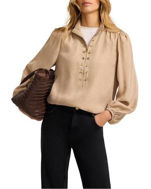 Mint Velvet Puff Shoulder Long Blouson Sleeve Blouse - Black