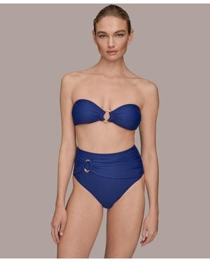 Donna Karan Donna Karan Shirred Bandeau Bikini Top - Blue