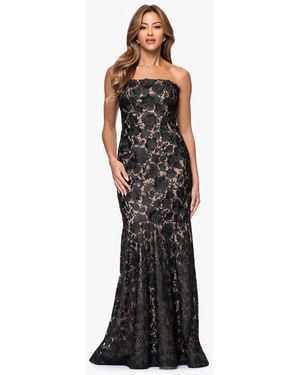 Xscape Strapless Long Dress - Black