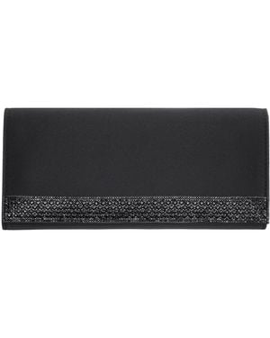 Nina Aurella Crystal Trim Small Flap Clutch Handbag - Black