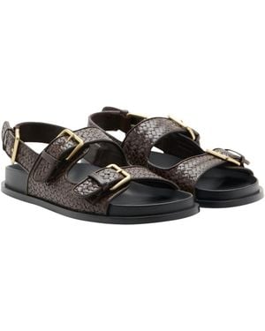 Mango Buckles Braided Sandals - Black