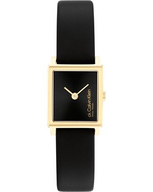Calvin Klein Elongated Leather Strap Watch - Black