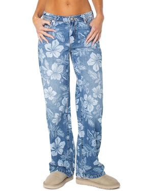 Roxy Haven Flora Low-rise Straight-leg Floral-print Jeans - Blue