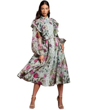 Coast Long Sleeve Printed Organza Shirt Dress - White