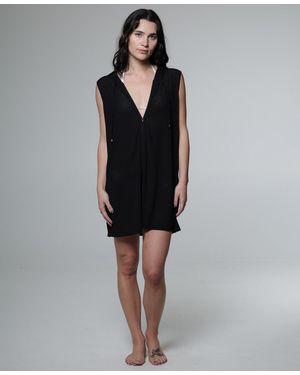 J Valdi Sleeveless Zip-up Swim Hoodie - Black