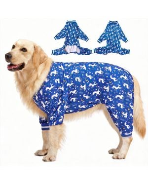 Aronkl Large Dog Comfortable Pajamas For Recovery And Sleep - Blue