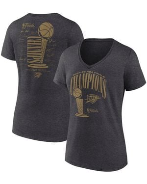 Fanatics Oklahoma City Thunder 2025 Nba Finals Champions Double Dribble V-neck T-shirt - Black