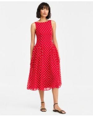 On 34th Drop Waist Midi Dress Macys Exclusive - Red