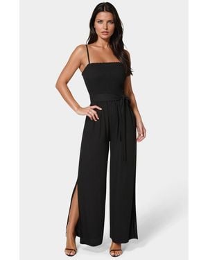 Bebe Smocked Top Jumpsuit - Black